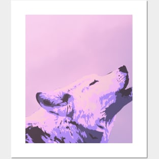 Pink Wolf howling Posters and Art